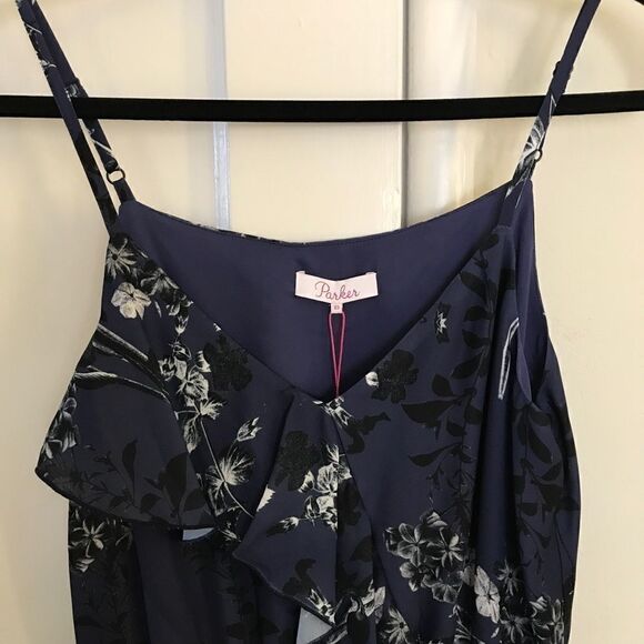 Parker Floral Ruffled Hi Low Midi V-Neck Dress - Picture 11 of 11